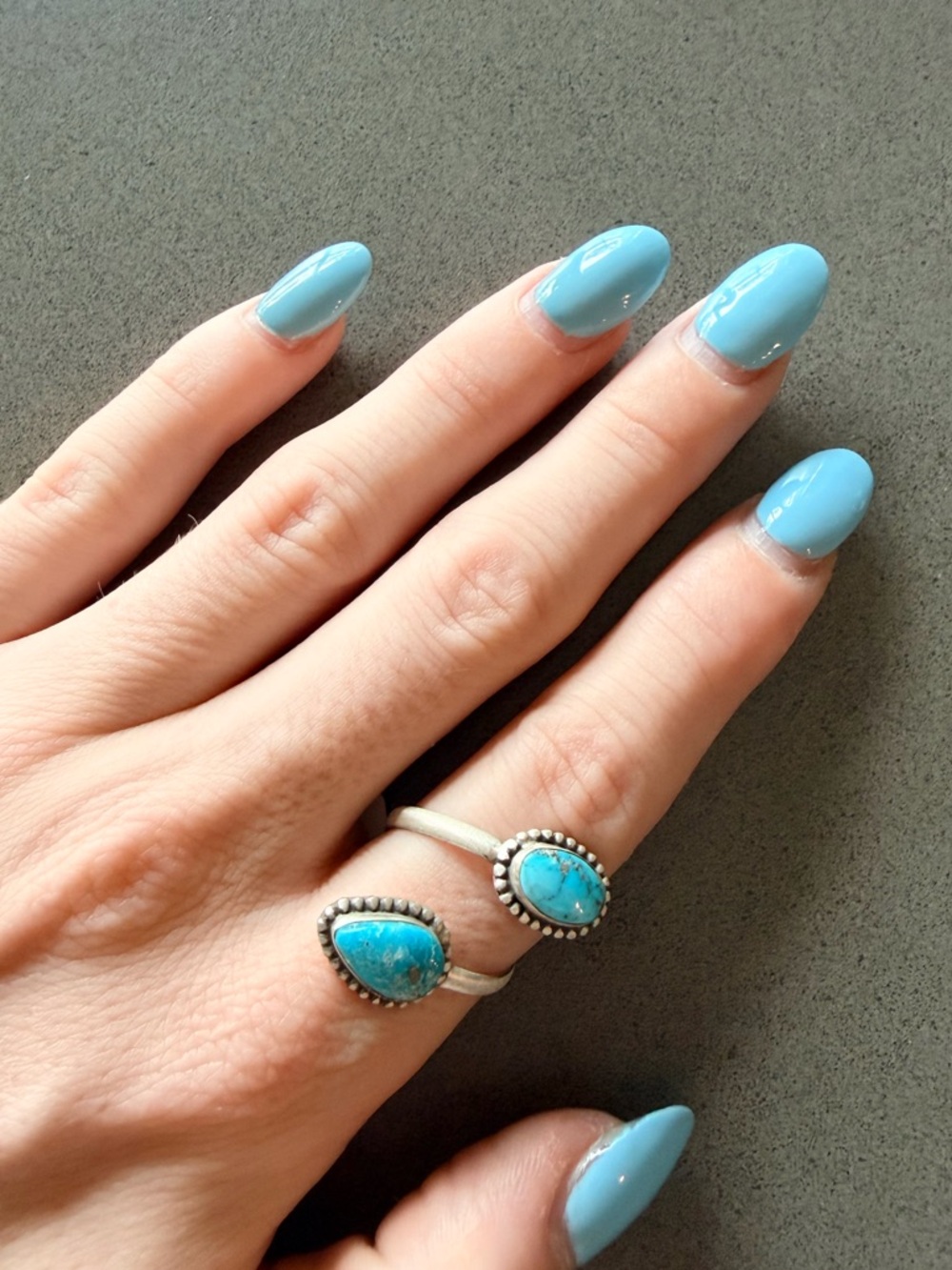 Sterling Silver Turquoise Sonoran Blue Ring | Size 7-9 | Festival Style New